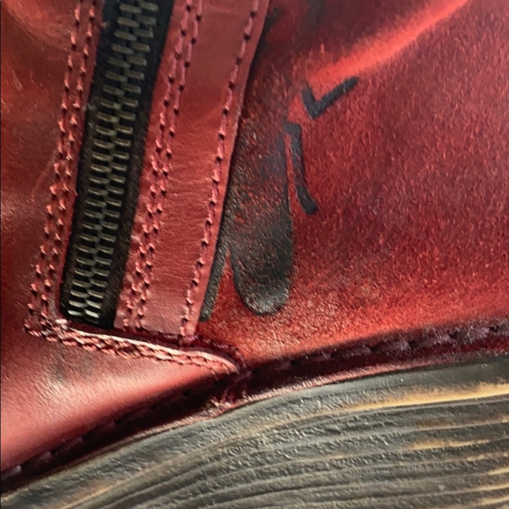 Fly London burnished toe red boots, wedge/artsy - Picture 7 of 8